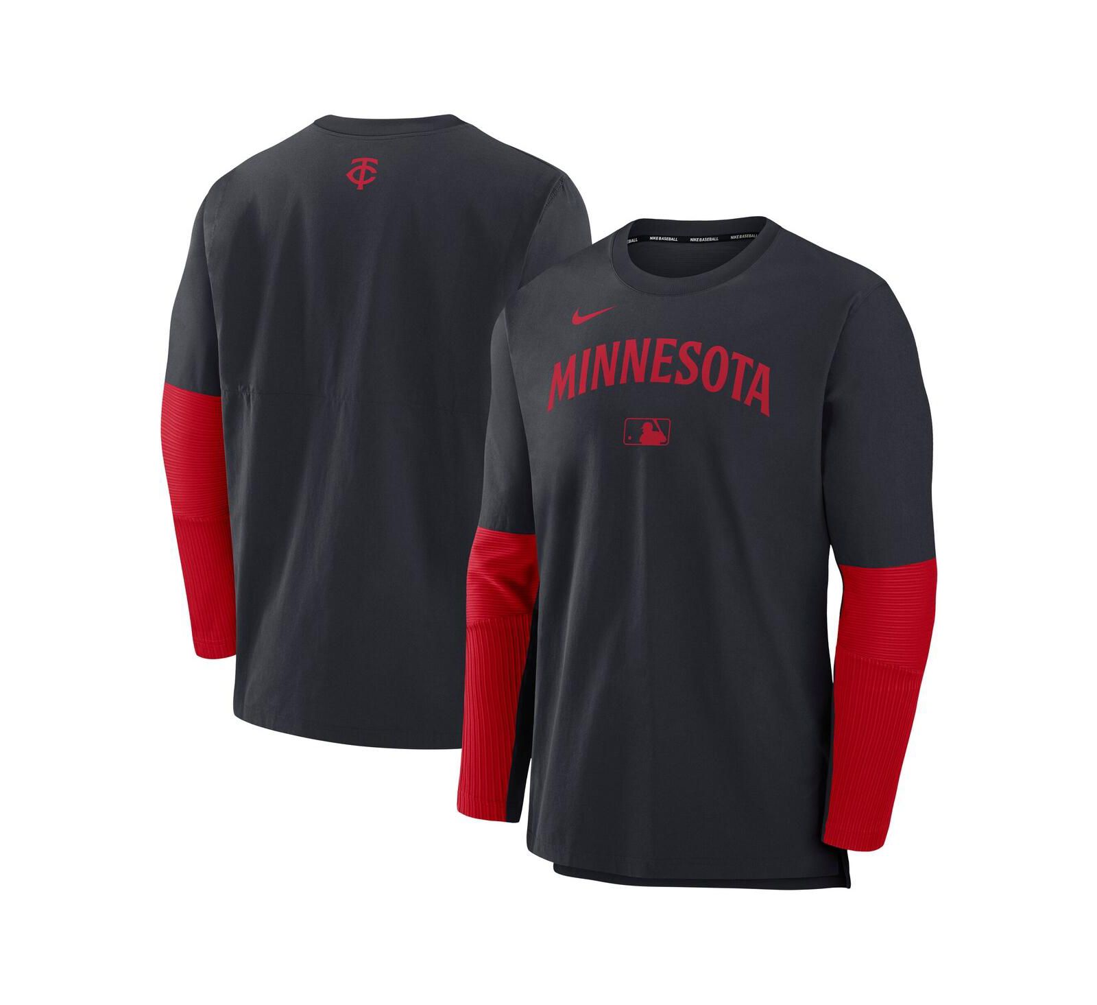 Мужская толстовка Nike Minnesota Twins Authentic Collection Lightweight Player Tri-Blend Performance, темно-синий/красный