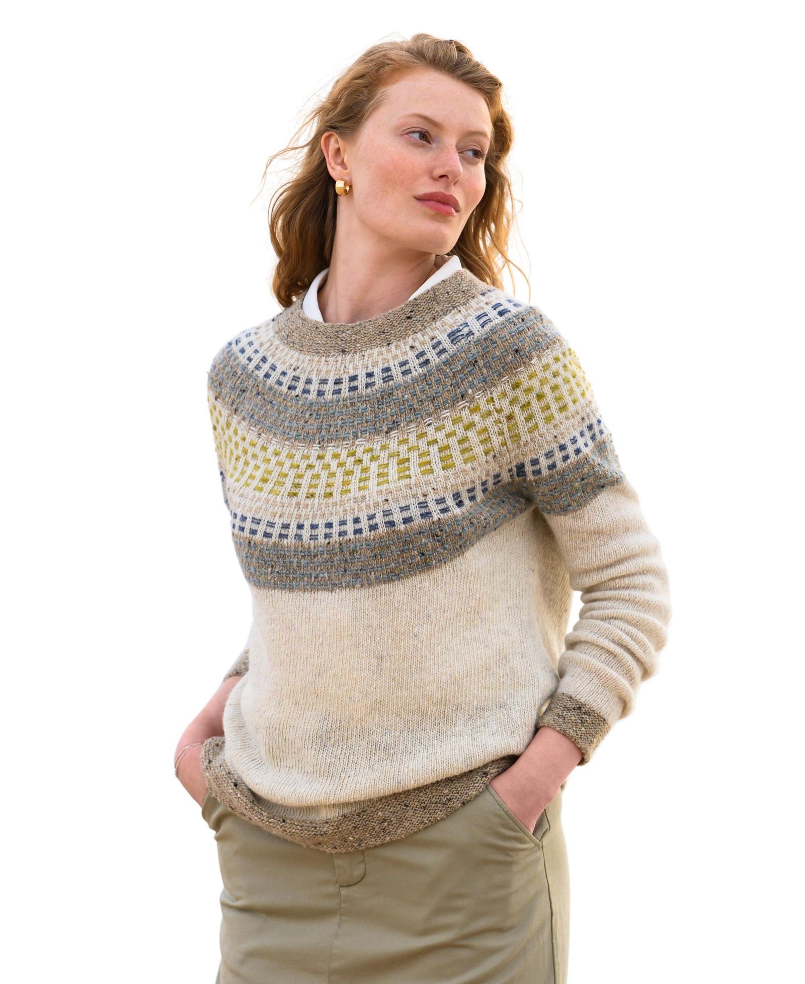 Celtic & Co. Women's Float Stitch Yoke Donegal Sweater