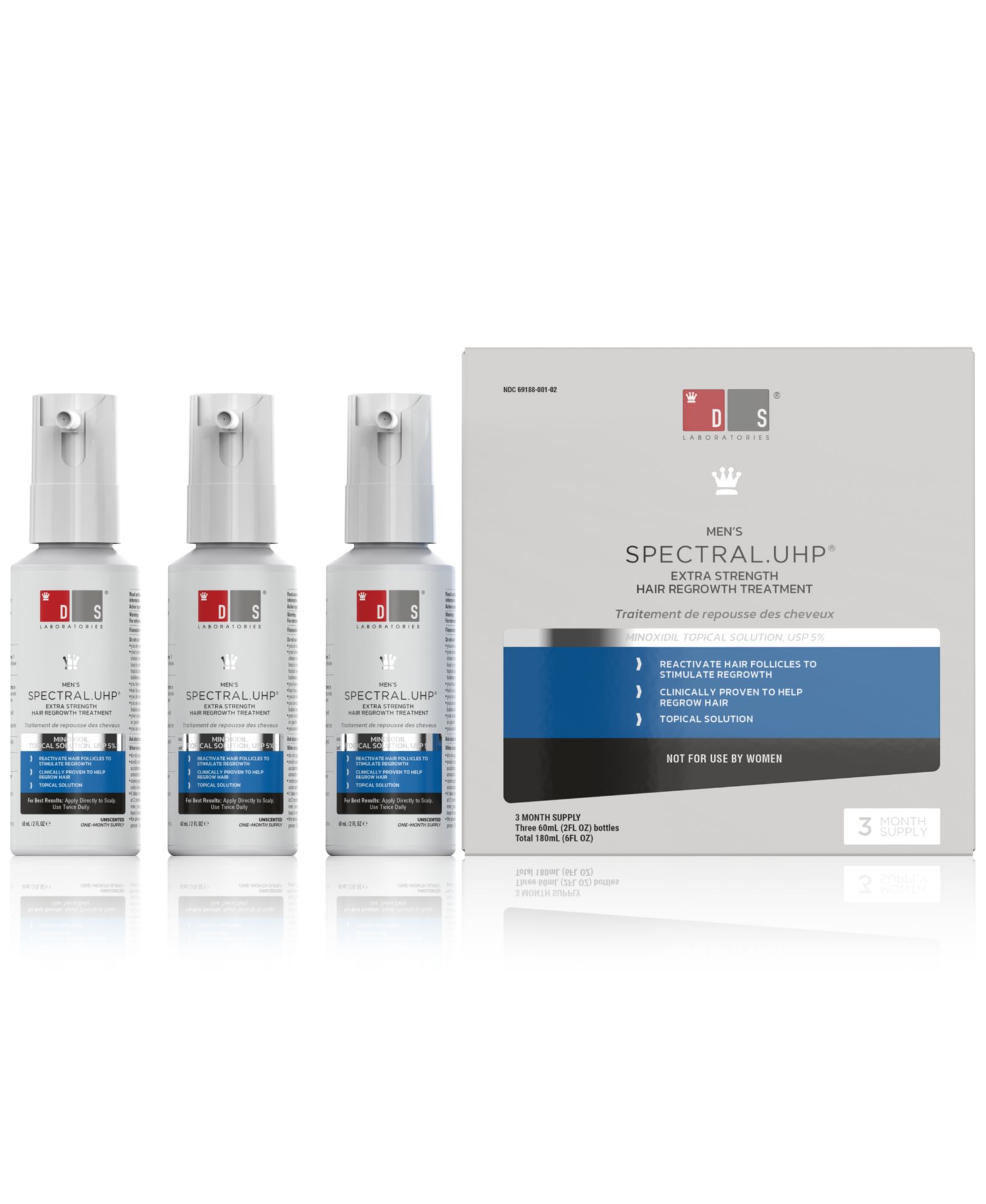 Средство для роста волос DS Laboratories Spectral.UHP Men's Extra Strength с миноксидилом 5%, запас на 3 месяца