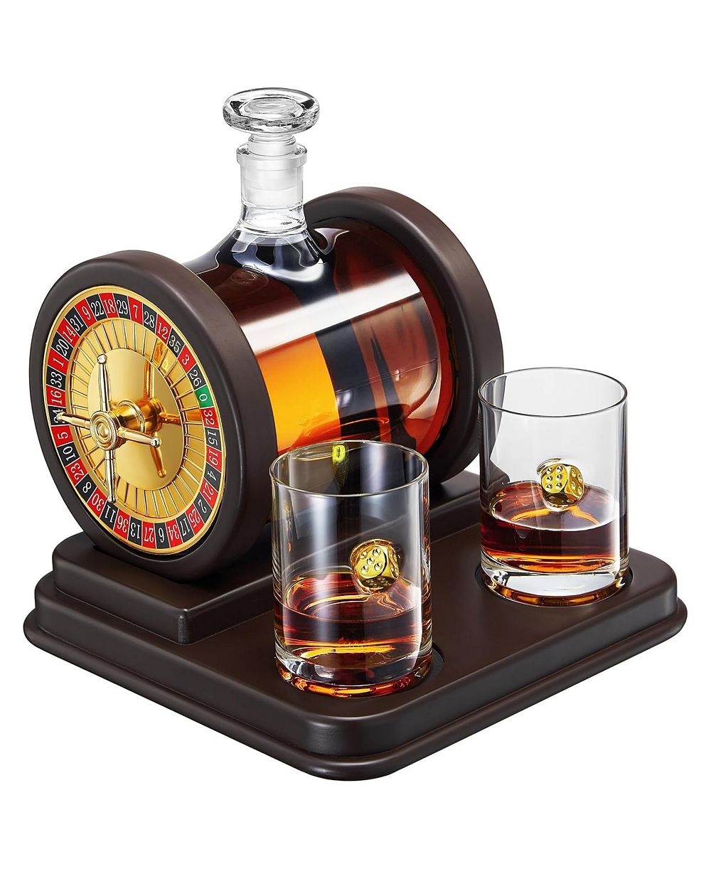 Набор декантер для виски и 3 стакана The Wine Savant Casino Roulette