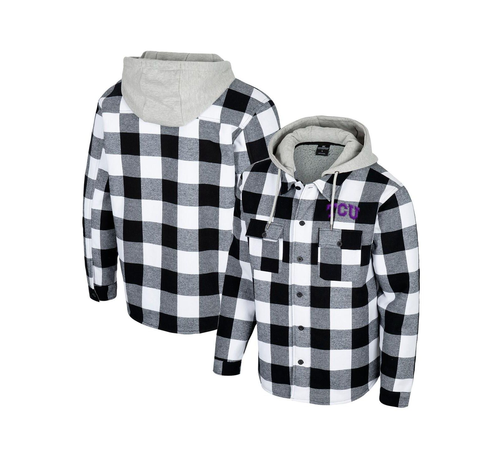 Colosseum Men's Black/White TCU Horned Frogs Buffalo Plaid Full-Zip Jacket