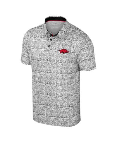 Colosseum Men's White Arkansas Razorbacks Big & Tall It's Time Allover Printed Polo Shirt