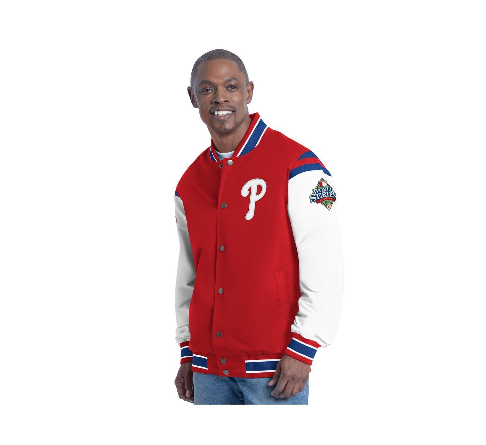 Мужская куртка G-III Sports by Carl Banks Red Philadelphia Phillies Recruit Commemorative Full-Snap Varsity