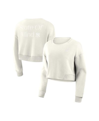 Женская свитшот Fanatics New York Yankees Studio Cropped Pullover Cream
