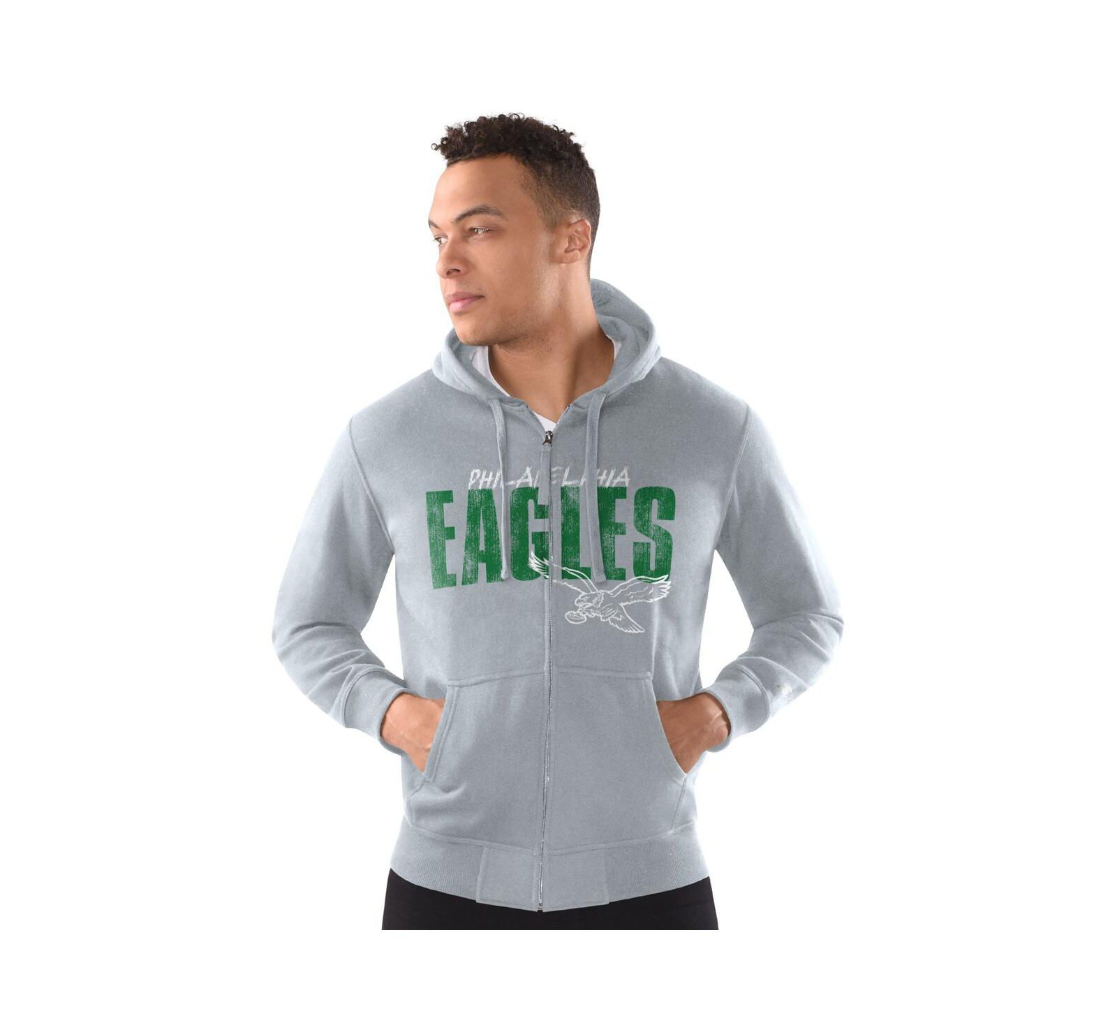 Мужское худи Starter Philadelphia Eagles Distressed Classic Full-Zip Heather Gray