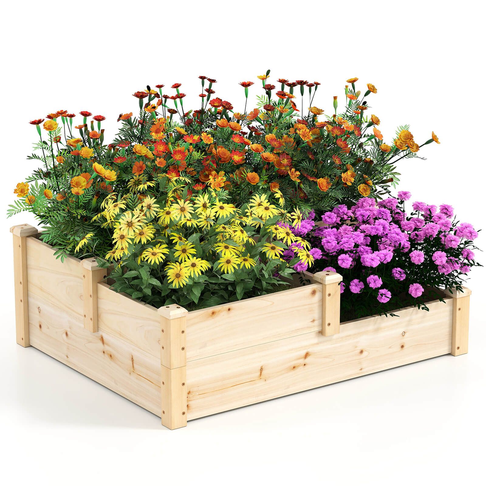 3-Tier Outdoor Raised Garden Bed Vegetable Planter Box