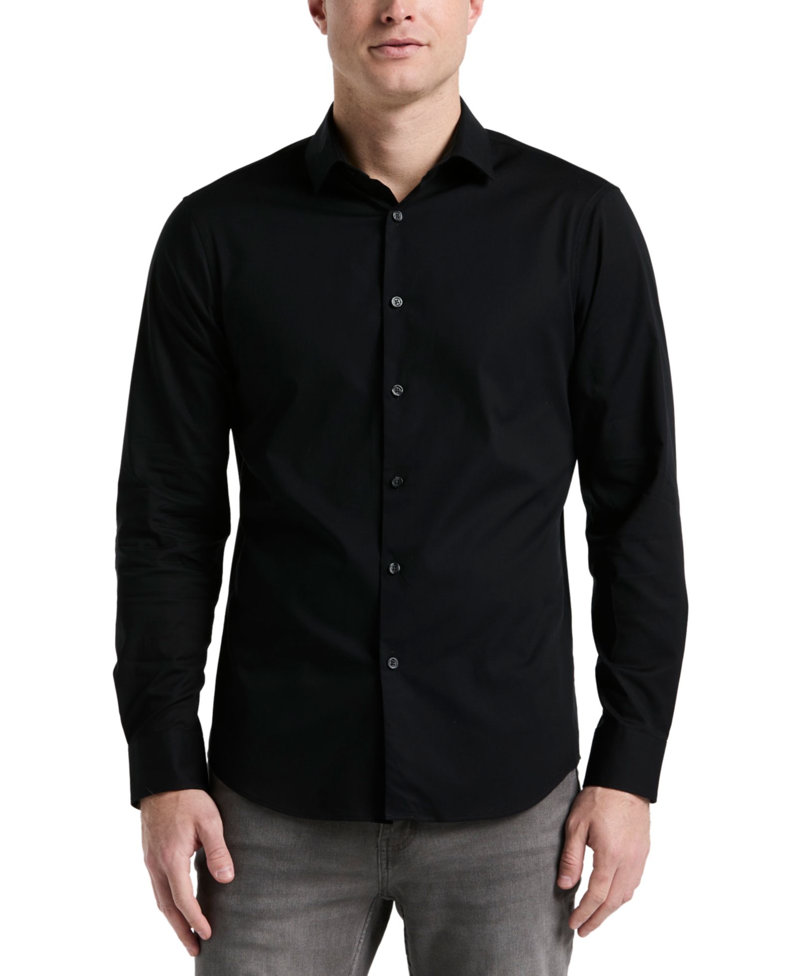Perry Ellis Men's Slim-Fit Long-Sleeve Button-Front Dobby Cotton Shirt
