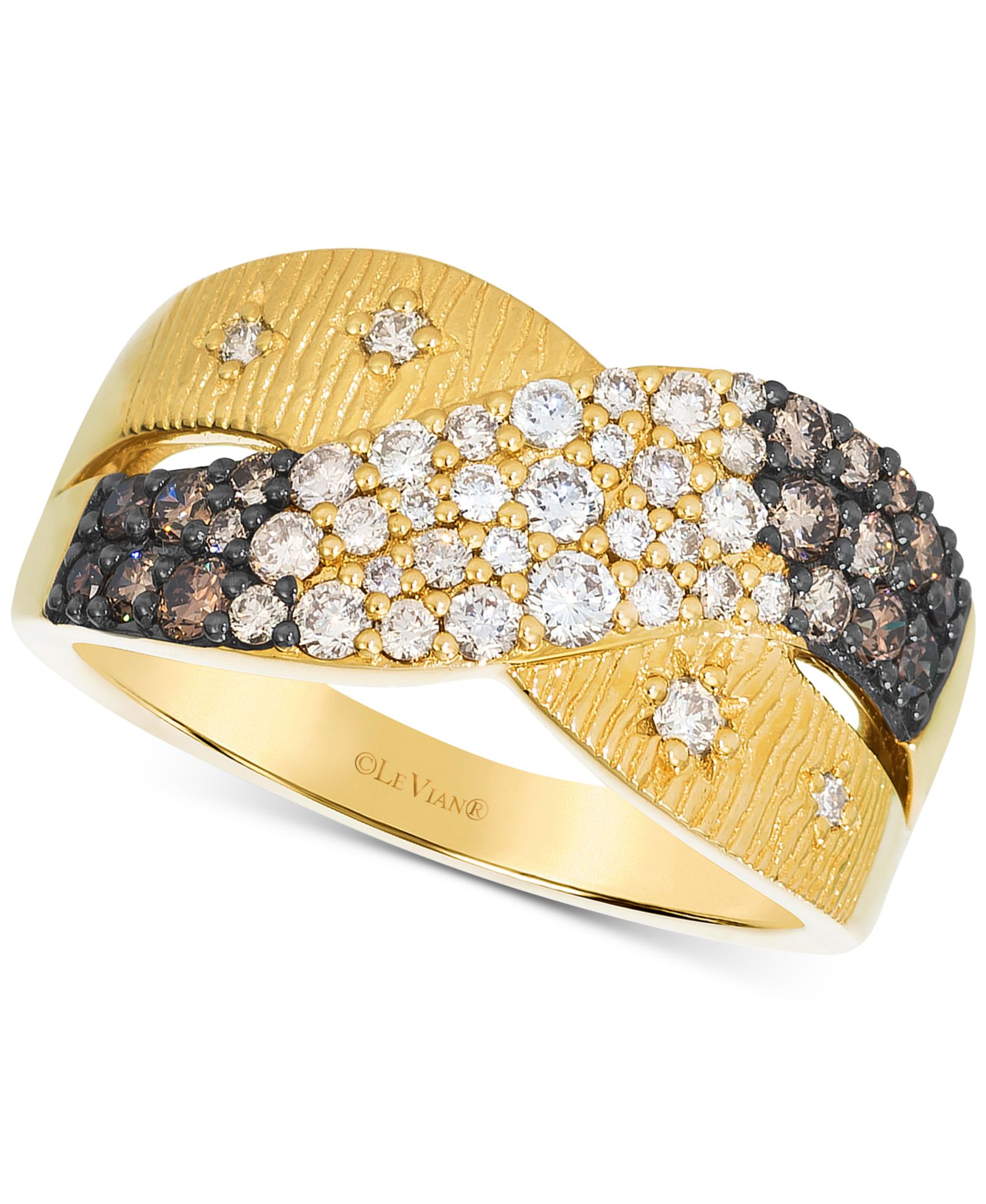 Кольцо Le Vian Chocolate Ombré Diamond & Nude Diamond Ribbed Crossover (3/4 ct. t.w.) в 14k Gold