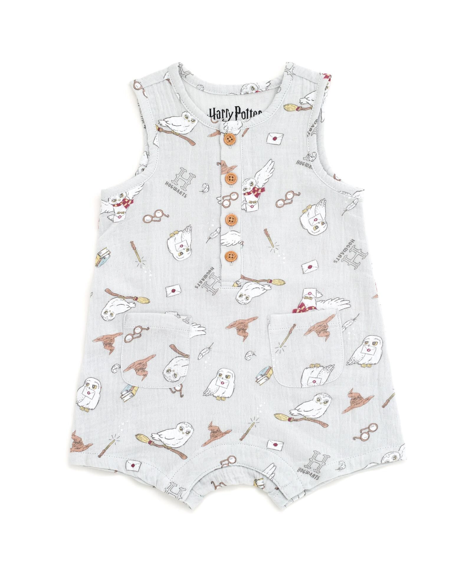 Harry Potter Baby Boys Hedwig Henley Sleeveless Romper