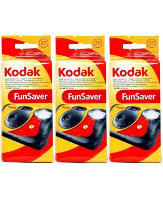 Kodak Fun Saver 35mm Disposable Camera with Flash, 27 Exposures, 3-Pack