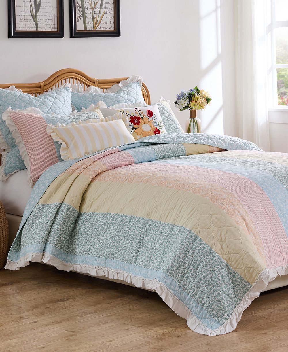 Greenland Home Fashions лоскутное одеяло Ruffled Shabby Chic, набор из 3 предметов, King