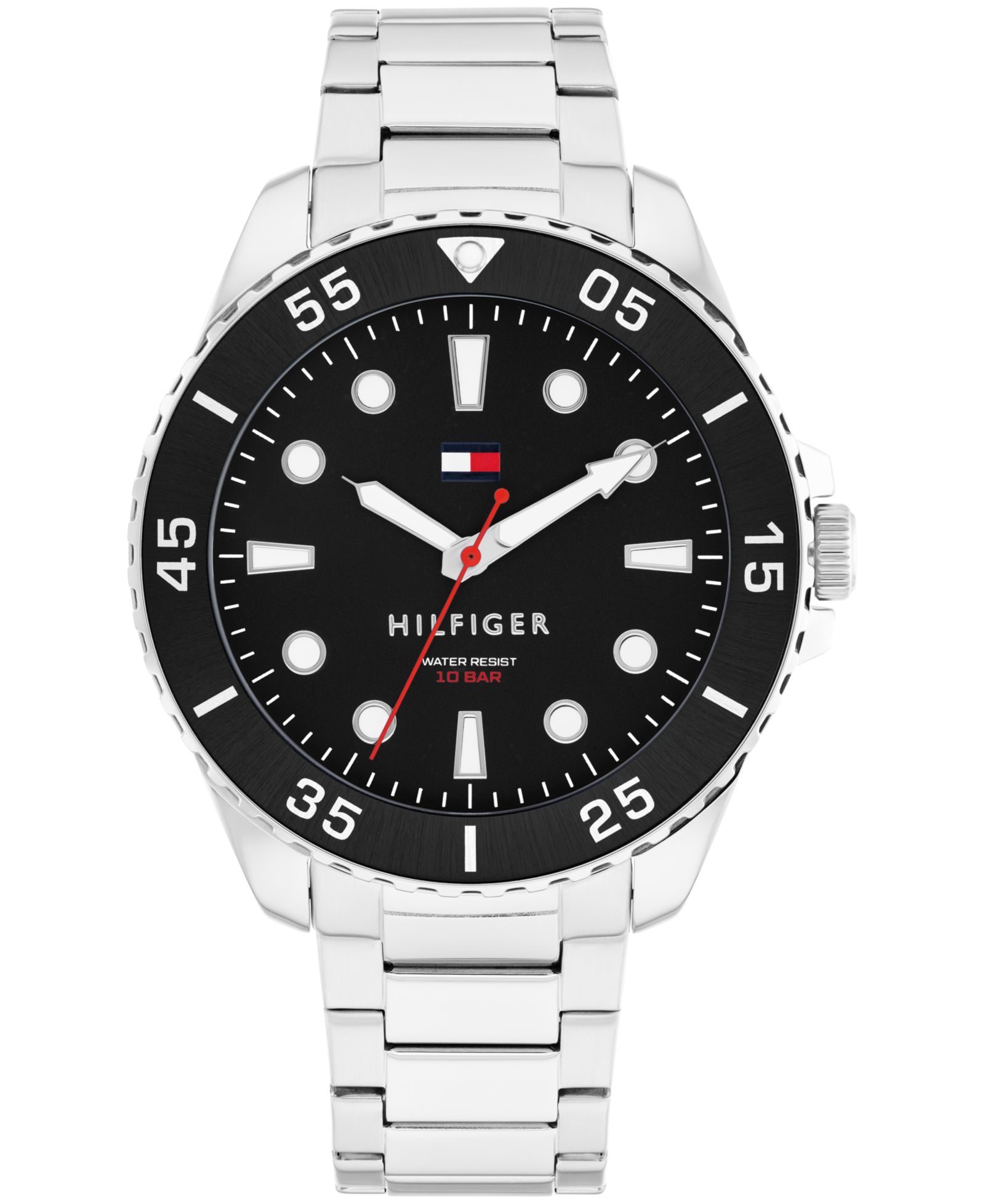 Tommy Hilfiger Men's Quartz Silver-Tone Stainless Steel Bracelet Watch, 42mm