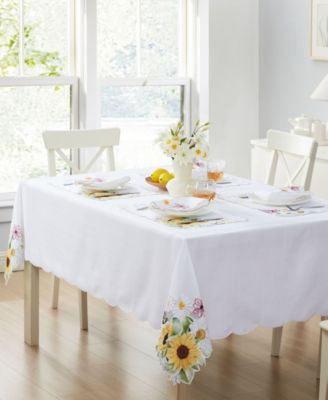 Elrene Sunflower and Daisies Cutwork Tablecloth, 52" x 52"