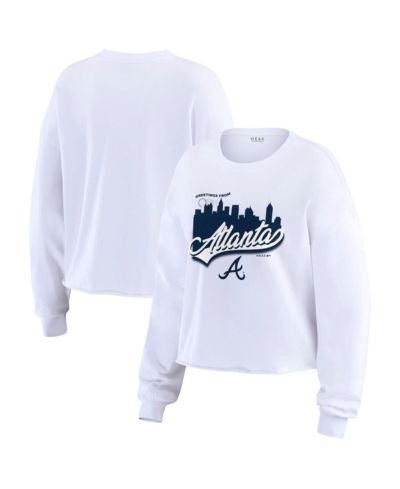 WEAR by Erin Andrews Women's White Atlanta Braves Domestic Postcard Long Sleeve T-Shirt