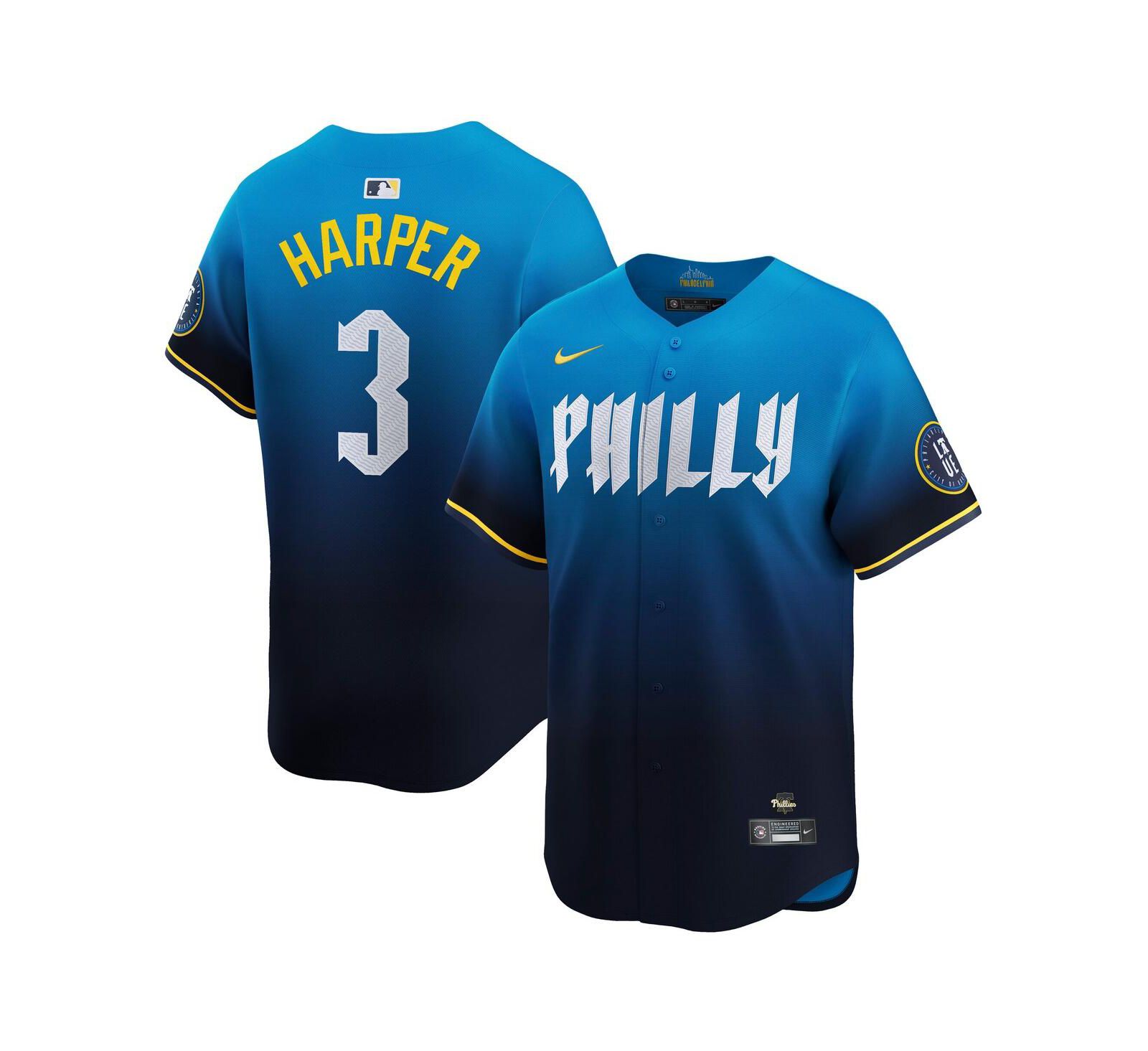 Мужская игровая джерси Nike Bryce Harper Blue Philadelphia Phillies City Connect Limited Player
