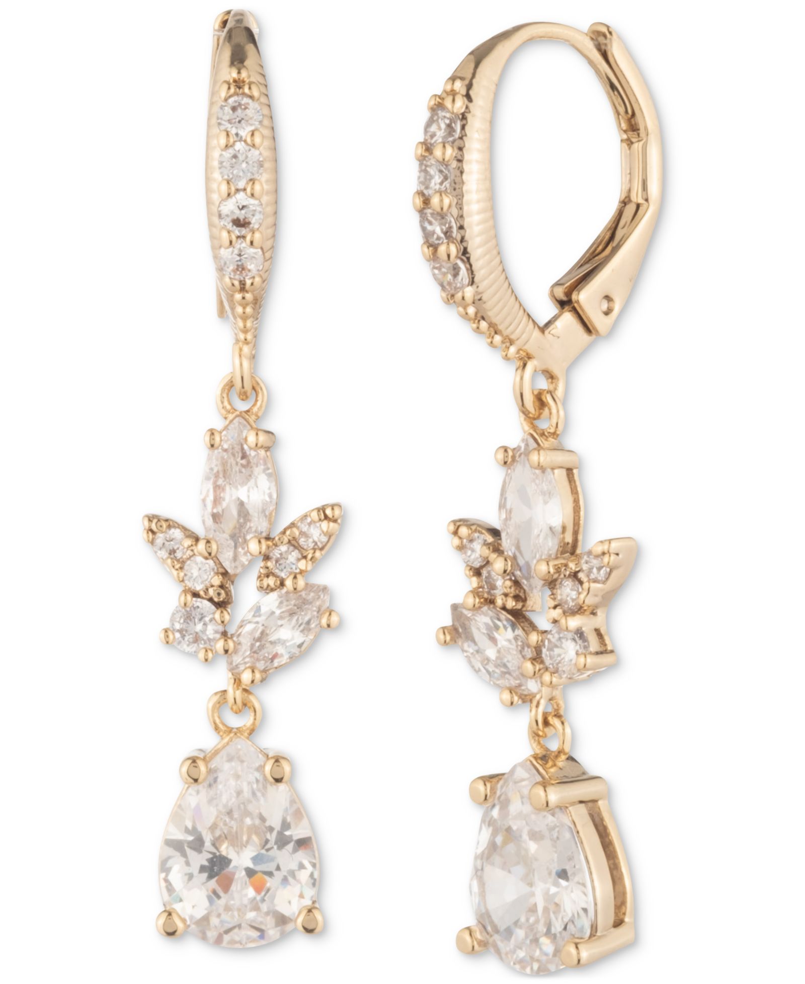 Givenchy Gold-Tone Cubic Zirconia Double Drop Earrings