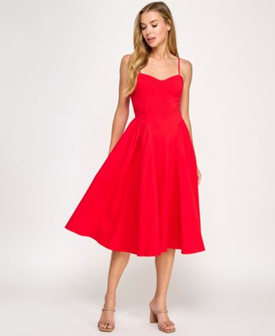 Платье KATIA RAE Juniors' Sweetheart Neck Bow-Back Midi