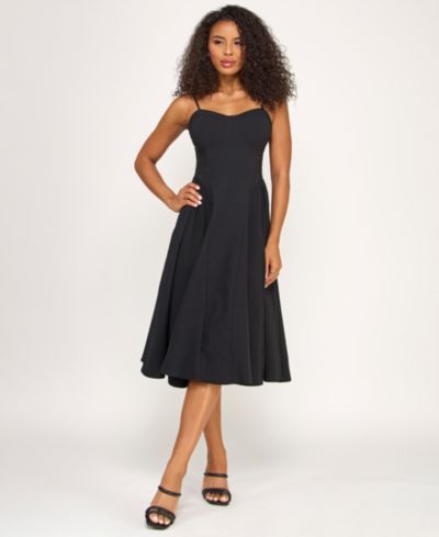 KATIA RAE Juniors' Sweetheart Neck Bow-Back Midi Dress