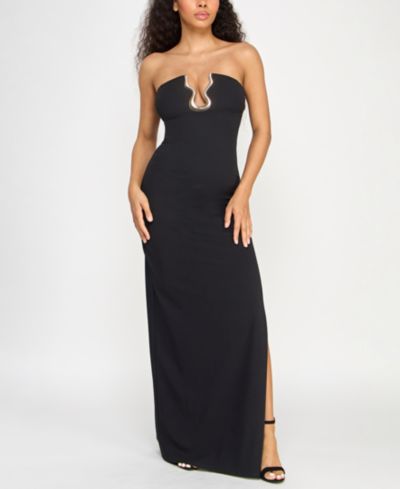 SENI & CADE Juniors' Hardware-Trim Strapless Gown