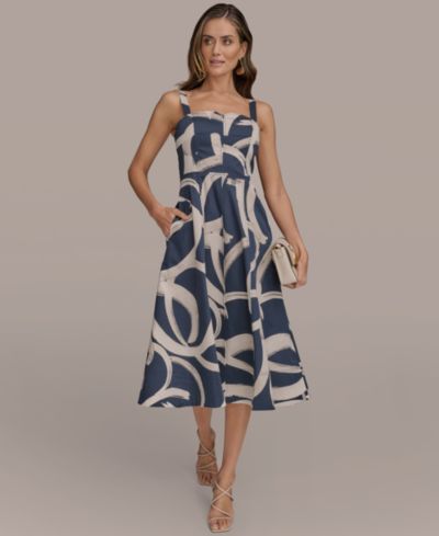 Donna Karan New York Women's Printed A-Line Midi Dress