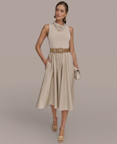 Женское миди-платье Donna Karan New York Mixed-Media с поясом