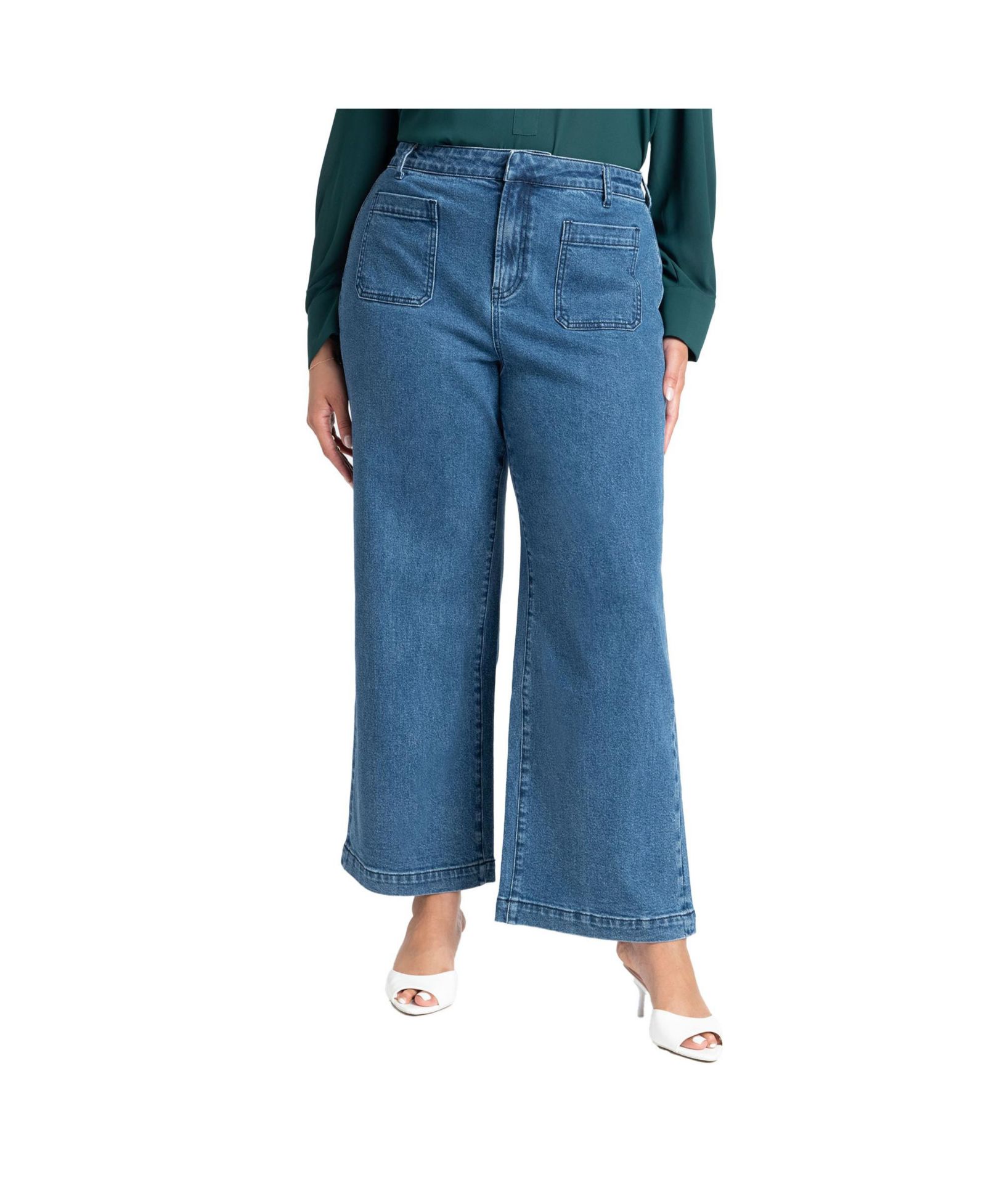ELOQUII Women's Plus Size Petite The Trouser Jean