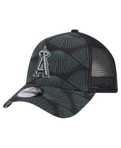 New Era Men's Black Los Angeles Angels 9FORTY A-Frame Trucker Adjustable Hat