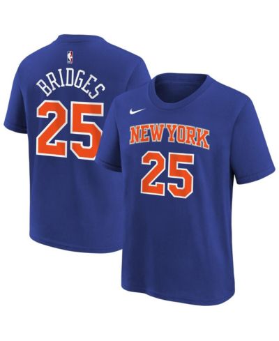 Nike Big Boys and Girls Mikal Bridges Blue New York Knicks Icon Name & Number T-Shirt