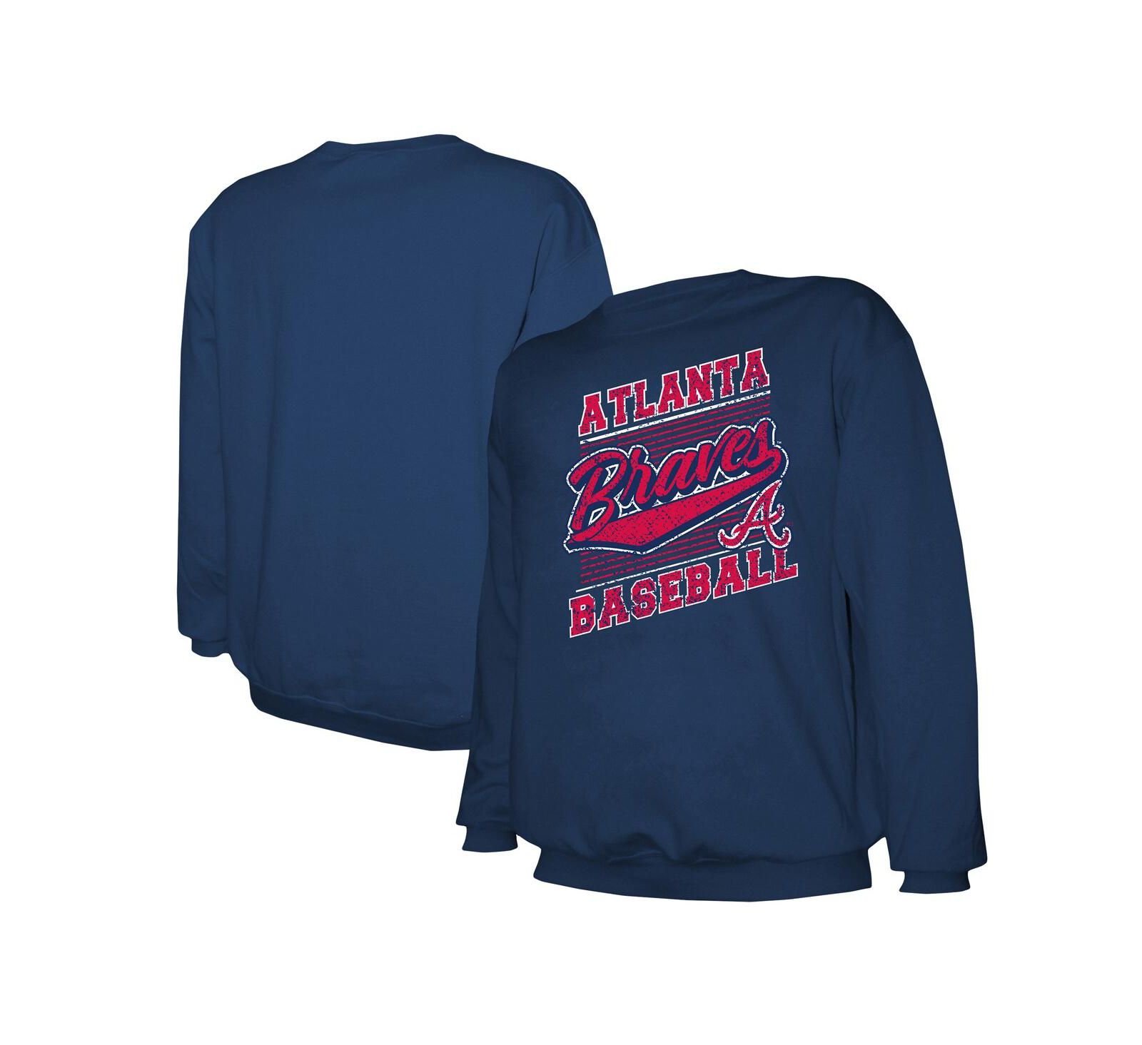 Мужской свитшот Stitches Navy Atlanta Braves Pullover Sweatshirt