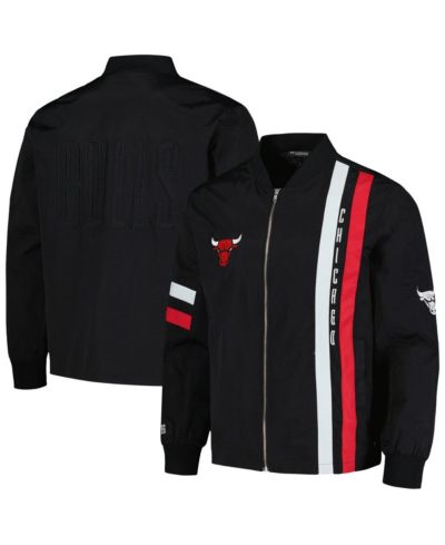 The Wild Collective Men's and Women's Black Chicago Bulls Stitch Applique Full-Zip Bomber Jacket