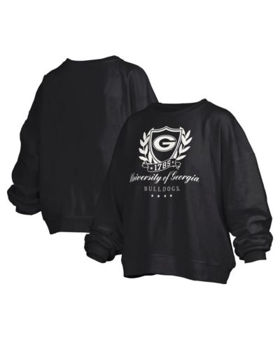 Pressbox Women's Black Georgia Bulldogs Big Aug Script Janice Oversized Pullover Sweatshirt