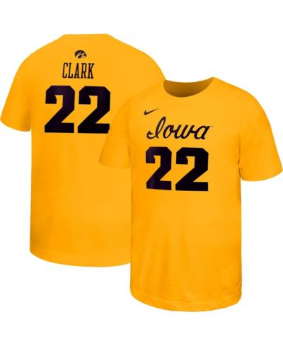 Nike Big Boys and Girls Caitlin Clark Gold Iowa Hawkeyes Retired Player Name & Number Core T-Shirt
