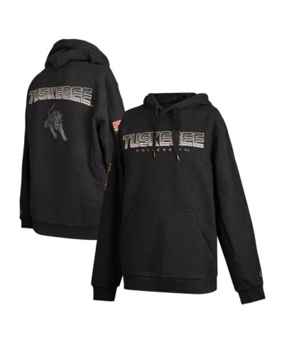 FISLL Men's Black Tuskegee Golden Tigers Puff Print Sliced Pullover Hoodie