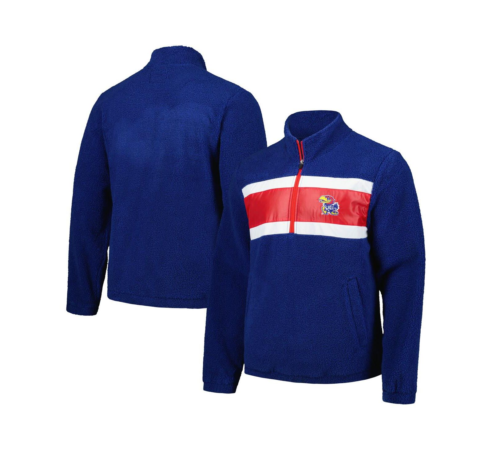 G-III Sports by Carl Banks Men's Navy Kansas Jayhawks Pinch Runner Half-Zip Sweatshirt