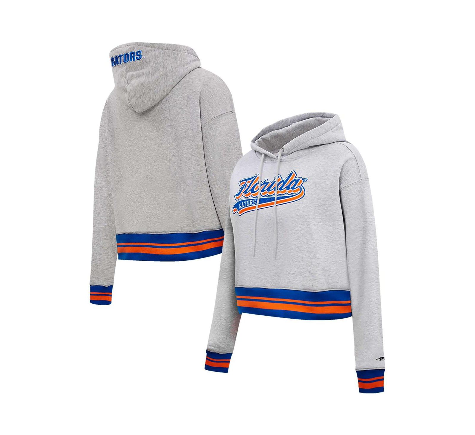 Женское худи-толстовка Pro Standard Heather Gray Florida Gators Fleece Cropped