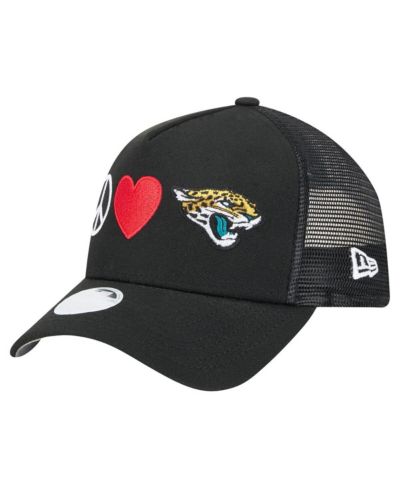 Женская бейсболка New Era Jacksonville Jaguars Peace Love Trucker 9FORTY