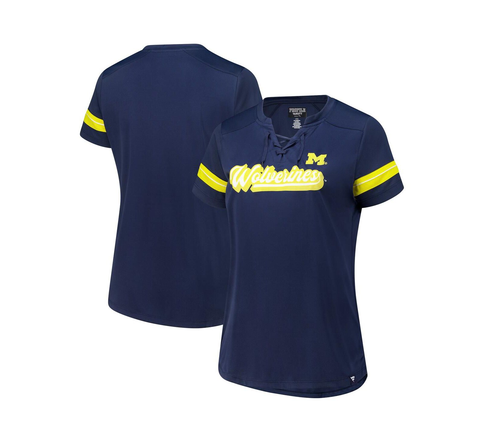 Женская футболка Fanatics Michigan Wolverines Plus Size Overtime Readiness Lace-Up, темно-синий