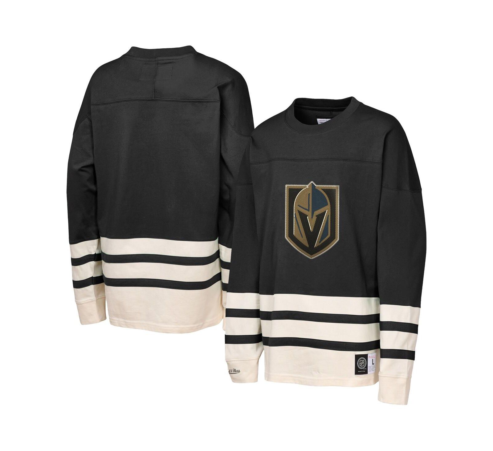 Mitchell & Ness черный лонгслив для девочек Vegas Golden Knights с вышивкой тяжелого веса
