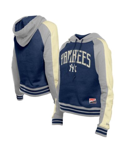 Женское худи New Era Navy New York Yankees Throwback Cropped Raglan Pullover