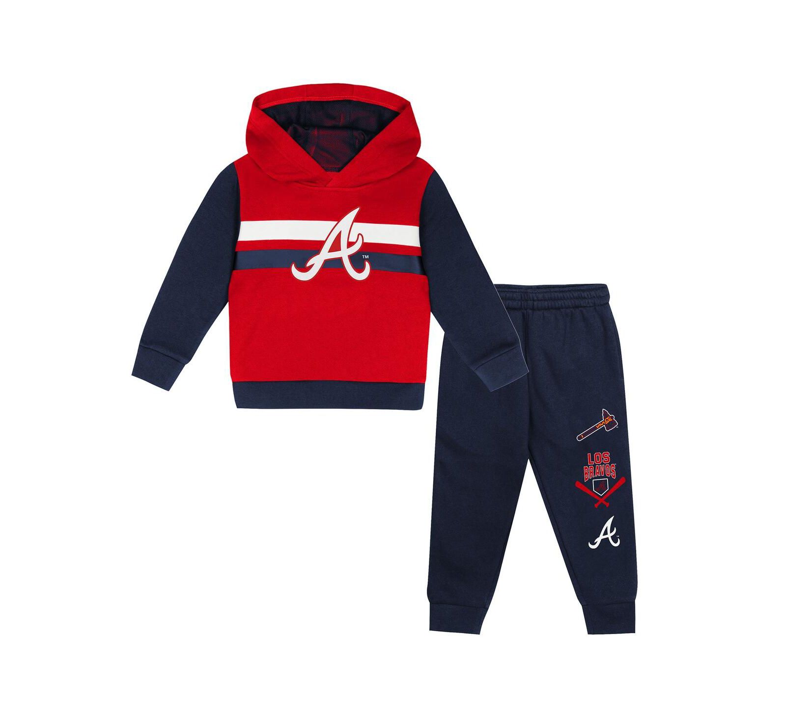 Детский комплект Outerstuff Atlanta Braves: худи и спортивные штаны, 2 части, красный/темно-синий