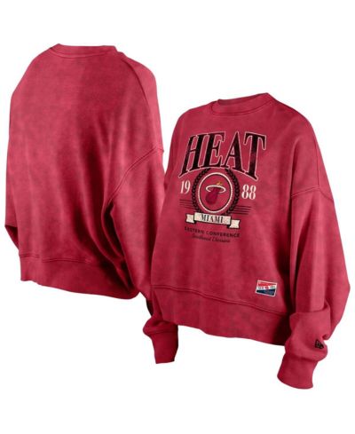New Era Женская объемная толстовка Miami Heat Hardwood Classics, красная, с эффектом выстиранной ткани