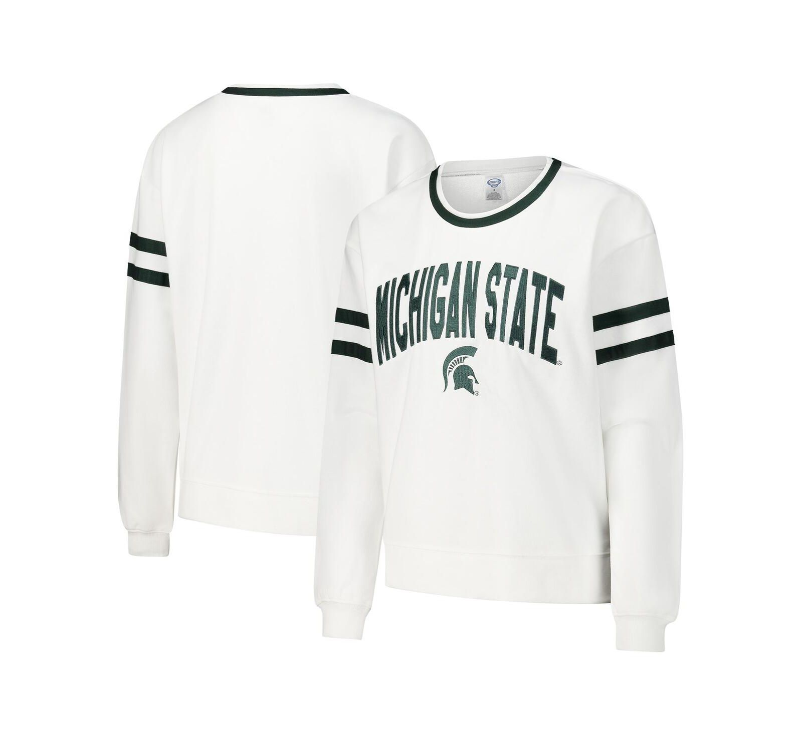 Женская футболка Concepts Sport White Michigan State Spartans Borough French Terry Arch Over Long Sleeve