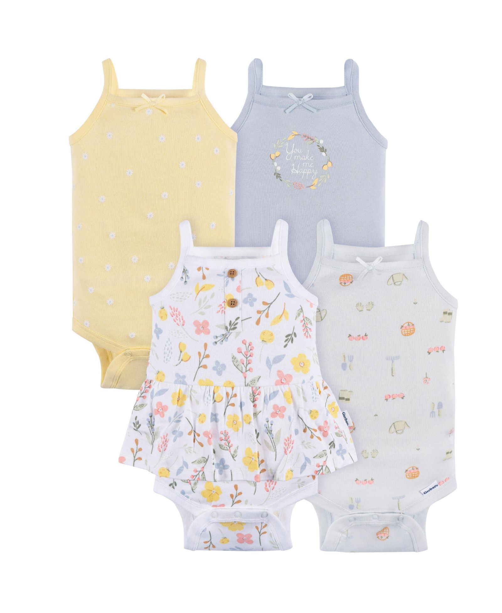 Gerber Baby Boys 4-Pack Sleeveless Onesies Bodysuits