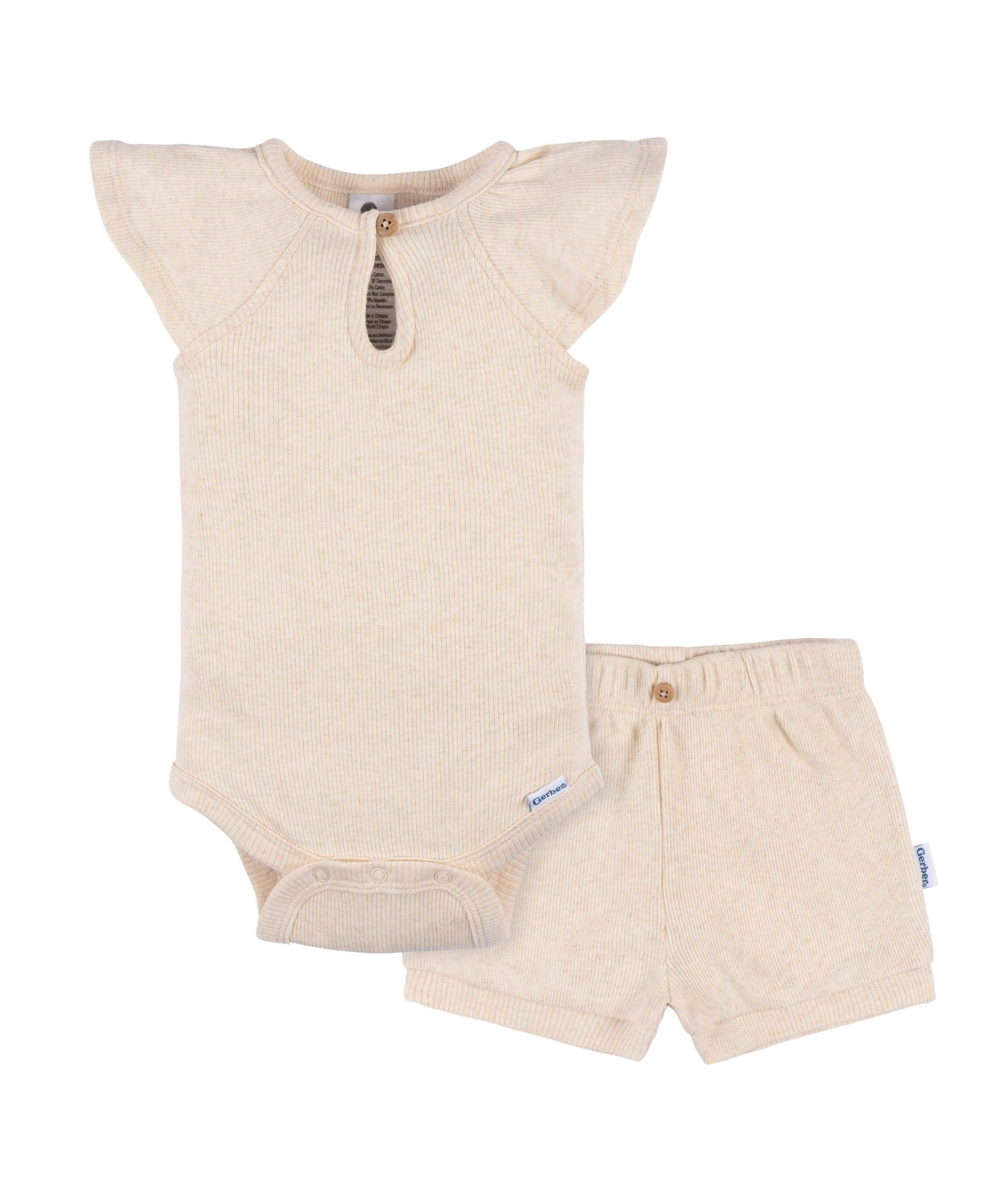 Комплект из 2 боди и шорт Gerber Childrenswear для девочек, зелёная лилия, новорождённые
