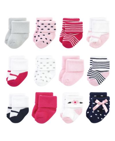 Little Treasure Baby Girls Treasure Everyday Comfort Terry Socks 12 Pack