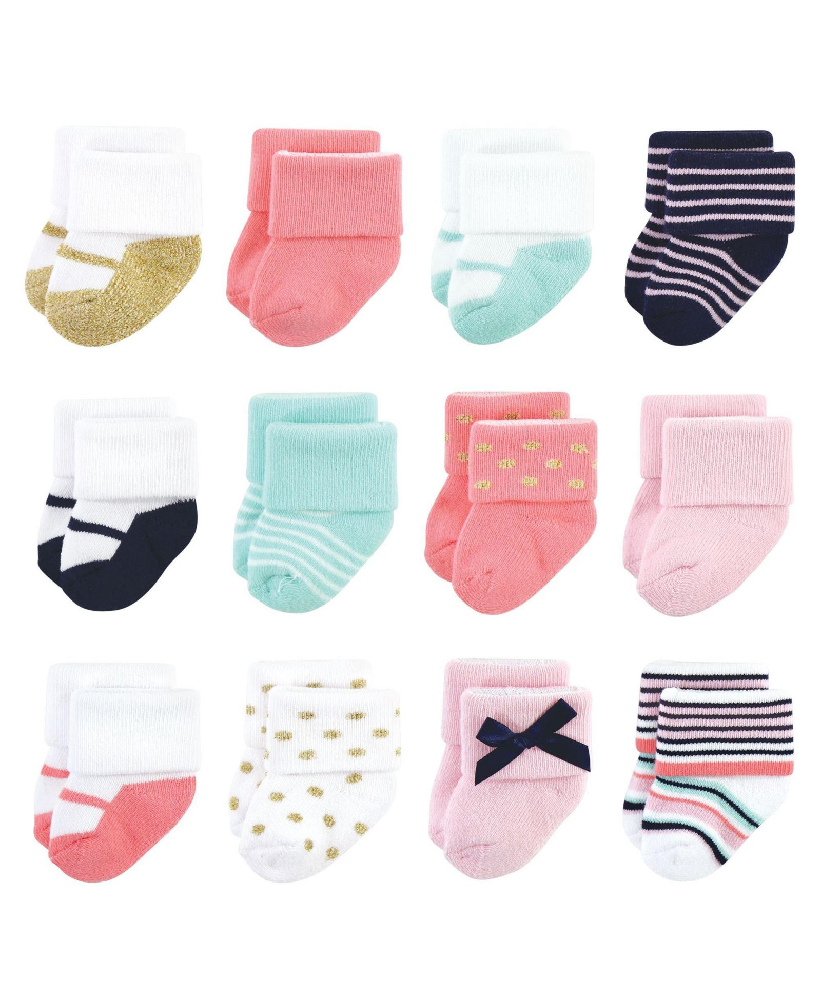 Little Treasure Baby Girls Treasure Everyday Comfort Terry Socks 12 Pack