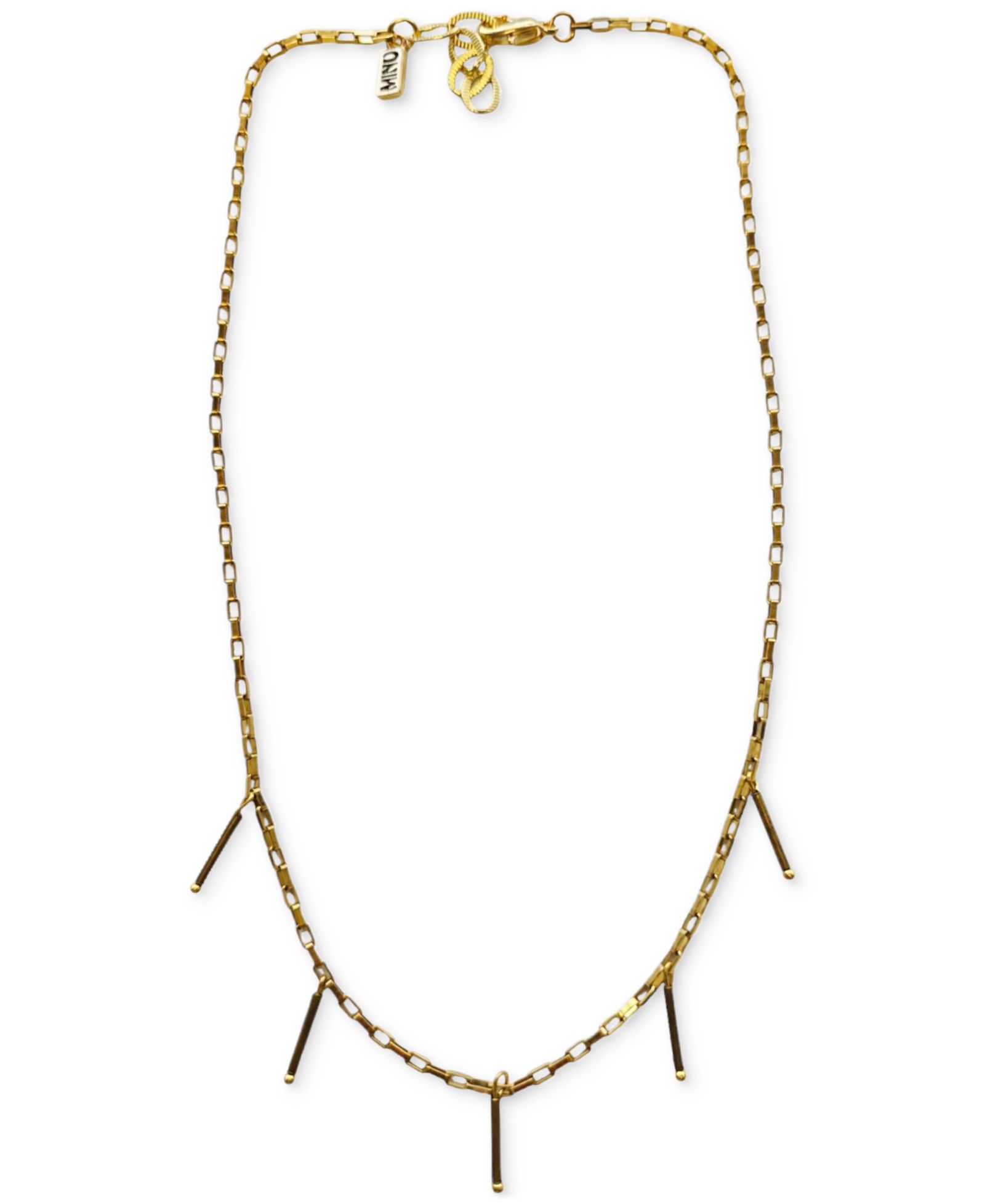 MINU Jewels Золотистое ожерелье-чокер с подвеской Bar, 16" + 1" удлинитель