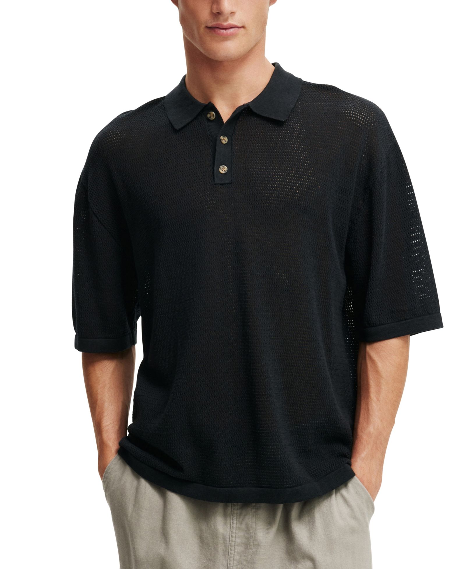 COTTON ON Men's Knitted Polo Shirt