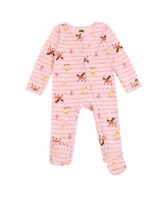 John Deere костюм-комбинезон с рубчиком и молнией для девочек (Newborn-24M) с животными