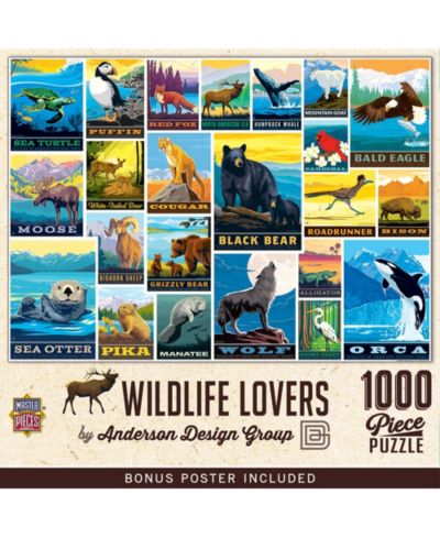 Masterpieces Puzzles Vintage Posters Wildlife 1000 Piece Puzzle, Ages 14+